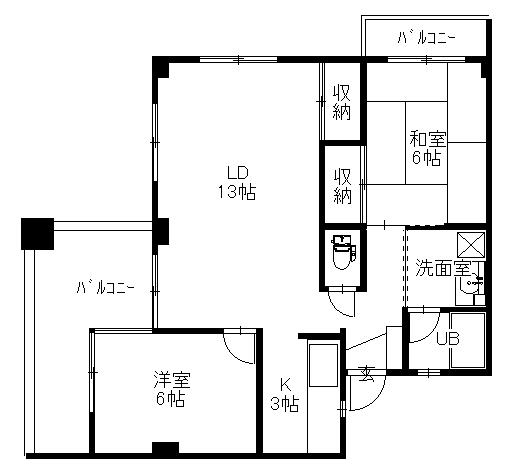 多治米中央マンション(2LDK/3階)の間取り写真