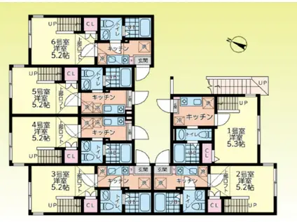 MOUHAUS淵野辺(1K/2階)の間取り写真