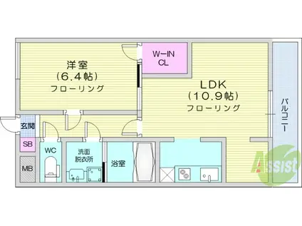 ライフポート松栄(1LDK/1階)の間取り写真