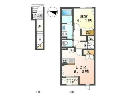 オキグレイス(1LDK/2階)の間取り写真