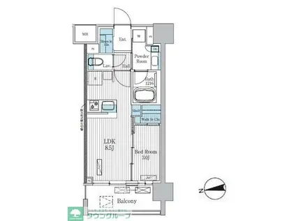 TERRA蚕糸の森(1LDK/8階)の間取り写真