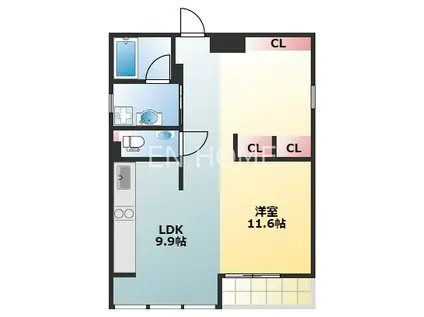 ROSSO(1LDK/3階)の間取り写真