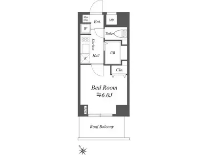 コスモリード月島(1K/8階)の間取り写真