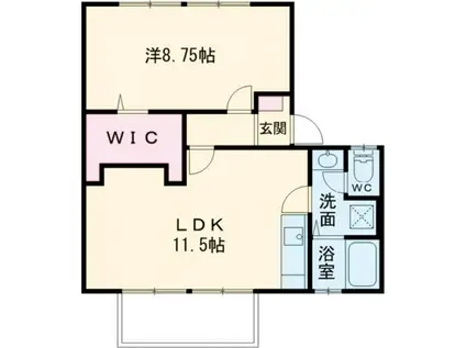 コンフォート社B棟(1LDK/2階)の間取り写真