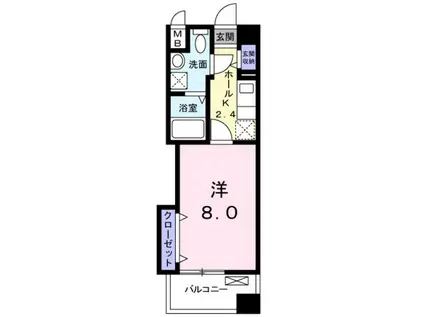 レジデンス下伊福 颯(1K/2階)の間取り写真