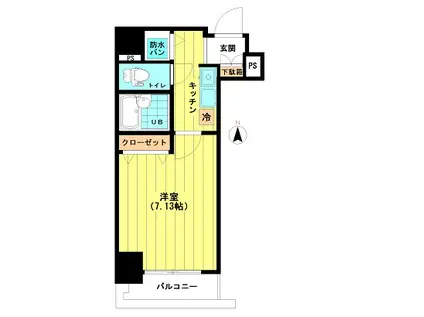 ドルチェ銀座東・壱番館(1K/2階)の間取り写真