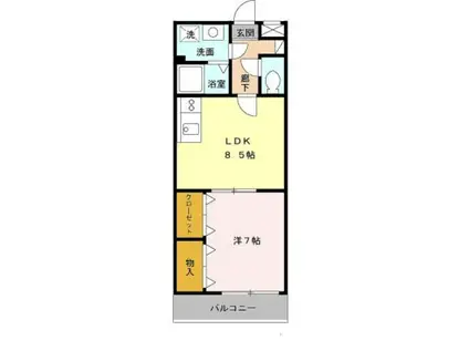 プラムユー(1LDK/1階)の間取り写真