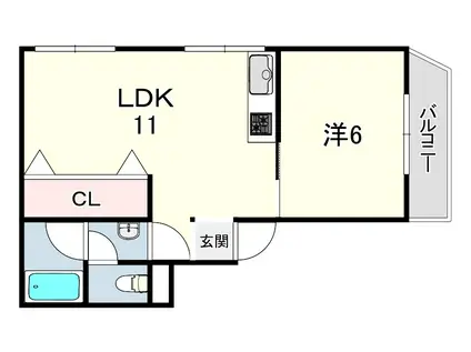 メゾン堀池(1LDK/3階)の間取り写真