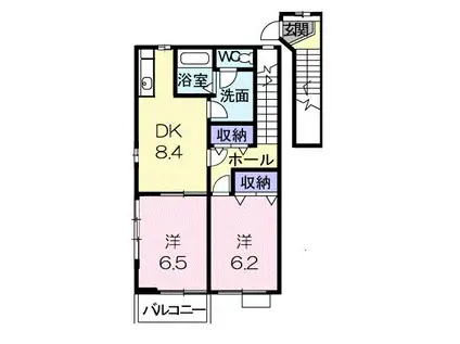 プロムナ-ドII(2DK/2階)の間取り写真