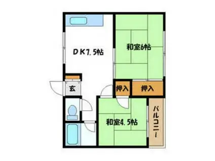 ドムール北浦和(2DK/2階)の間取り写真