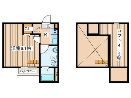 エスペランサ大野田(1K/2階)の間取り写真