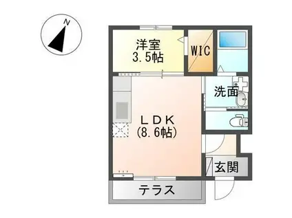 リバーフロント長浜(1LDK/1階)の間取り写真