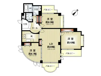 オリバー西岡本(3LDK/2階)の間取り写真