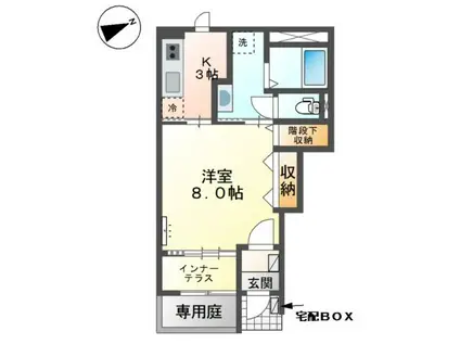 エストメールIII(1K/1階)の間取り写真