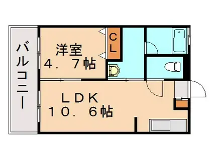 リバーサイド桂川(1LDK/3階)の間取り写真