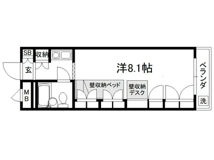 セレーネ田辺IV(1K/3階)の間取り写真