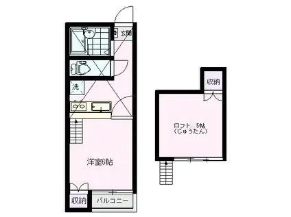 コーポアンデス(1K/2階)の間取り写真