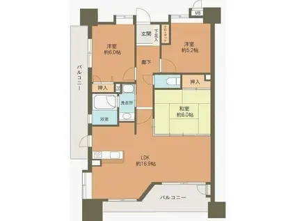 サンリヤン薬院 901号(3LDK/9階)の間取り写真
