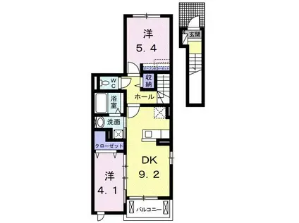 メゾン ド ボヌール(2DK/2階)の間取り写真