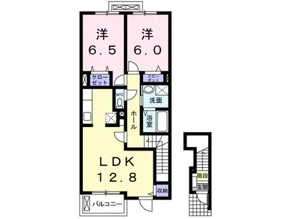 アクア・クレメント参番館(2LDK/2階)の間取り写真