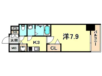 プレサンスKOBEグレンツ(1K/8階)の間取り写真