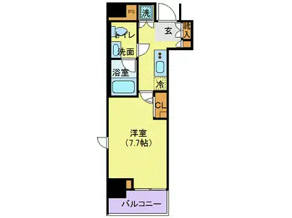 LEXE赤羽(1K/4階)の間取り写真