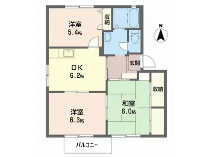 レガートIIA・B(3DK/2階)の間取り写真