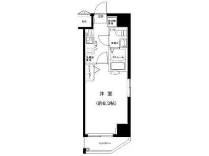 グランフォース北綾瀬(1K/2階)の間取り写真