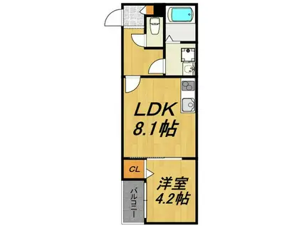 LECOCON北名古屋(1LDK/1階)の間取り写真