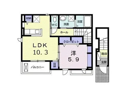 ウッド ランド(1LDK/2階)の間取り写真