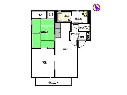 シャーメゾン城元 A棟(2LDK/2階)の間取り写真