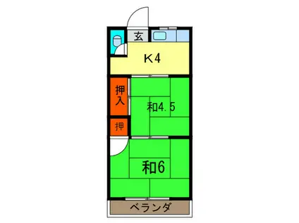 ＪＲ東海道本線 長岡京駅 徒歩5分 2階建 築55年(2K/2階)の間取り写真