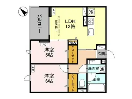 NOBLE VILLA浦和味園(2LDK/2階)の間取り写真