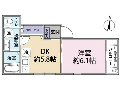 KANON新高円寺(1DK/1階)の間取り写真