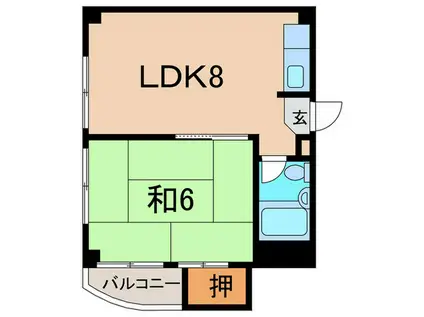 エステート西野(1LDK/2階)の間取り写真