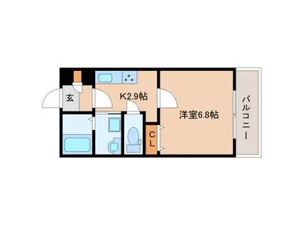 クレアール堺町II(1K/2階)の間取り写真