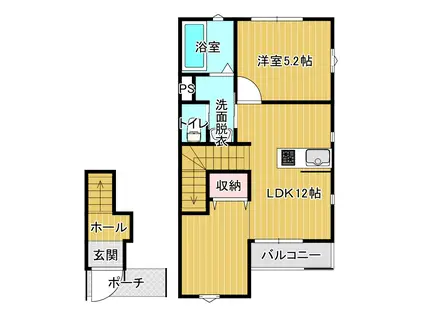 モノリシック(1LDK/2階)の間取り写真