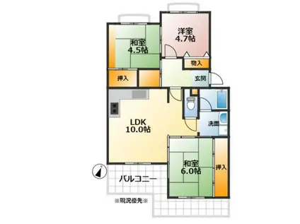 シティハイツ竹の台(3LDK/4階)の間取り写真