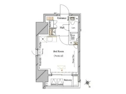 ブランシエスタ浅草蔵前(ワンルーム/5階)の間取り写真