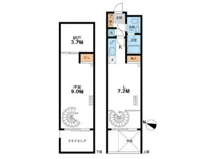 CASSIA目黒(1SDK/1階)の間取り写真