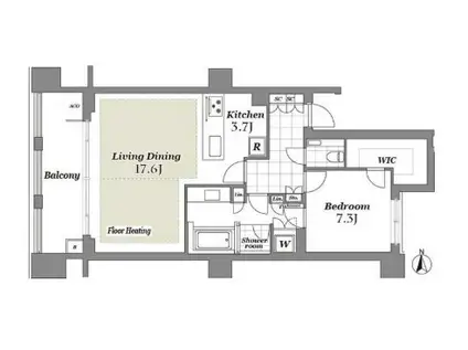 THE CONOE 三田綱町 ザ・コノエ三田綱町(1LDK/2階)の間取り写真