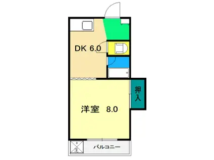 ハイツ昭和町(1DK/1階)の間取り写真
