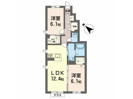 シャーメゾン ル シェル ロゼ(2LDK/1階)の間取り写真