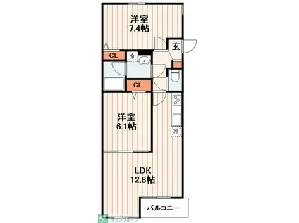 SKY ROKUCHO(2LDK/1階)の間取り写真