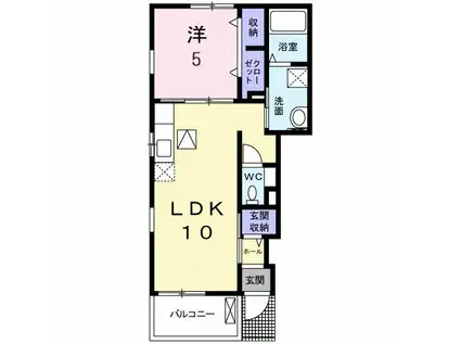 カルム五反田A(1LDK/1階)の間取り写真