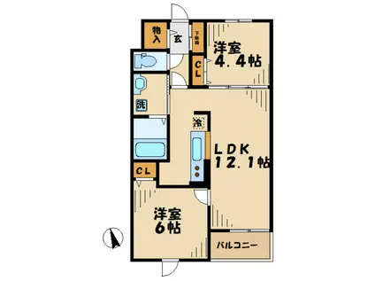 オネスティー(1SLDK/4階)の間取り写真