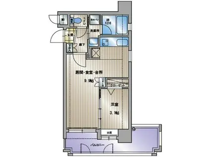 アクタス天神セントラルタワー(1LDK/4階)の間取り写真