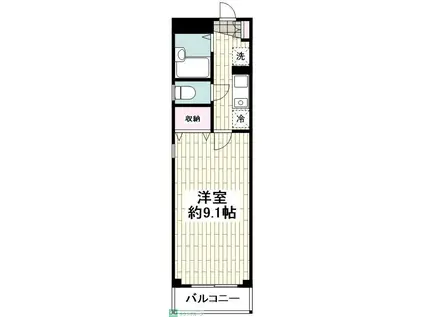 PARK HILL目黒不動前(1K/3階)の間取り写真