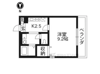 AMOUR一乗寺1棟(1K/2階)の間取り写真