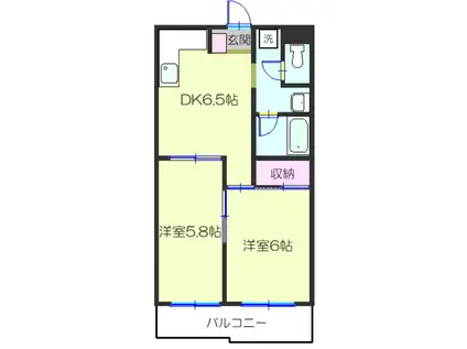 ドルフ安藤橋I(2DK/1階)の間取り写真